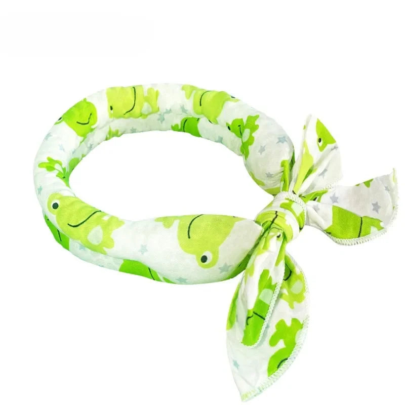 Summer Pet Ice Collar Cooling Scarf Breathable Cartoon Design Heat Relief for Outdoor Travel Beach Hiking with Dogs Cats