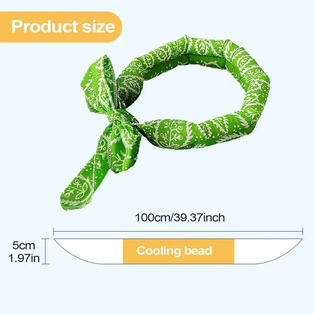 Summer Pet Ice Collar Cooling Scarf Breathable Cartoon Design Heat Relief for Outdoor Travel Beach Hiking with Dogs Cats