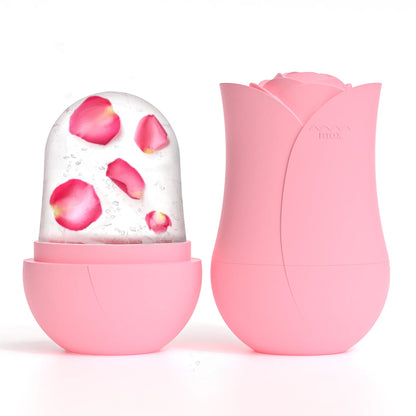 1Pc Rose Shape Ice Roller for Face Portable Reusable Cold Compress Massager to Eliminate Morning Facial Puffiness Easy Usage
