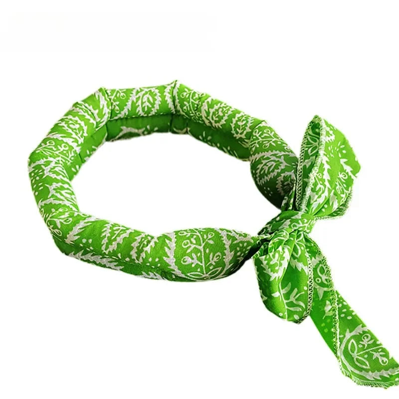 Summer Pet Ice Collar Cooling Scarf Breathable Cartoon Design Heat Relief for Outdoor Travel Beach Hiking with Dogs Cats