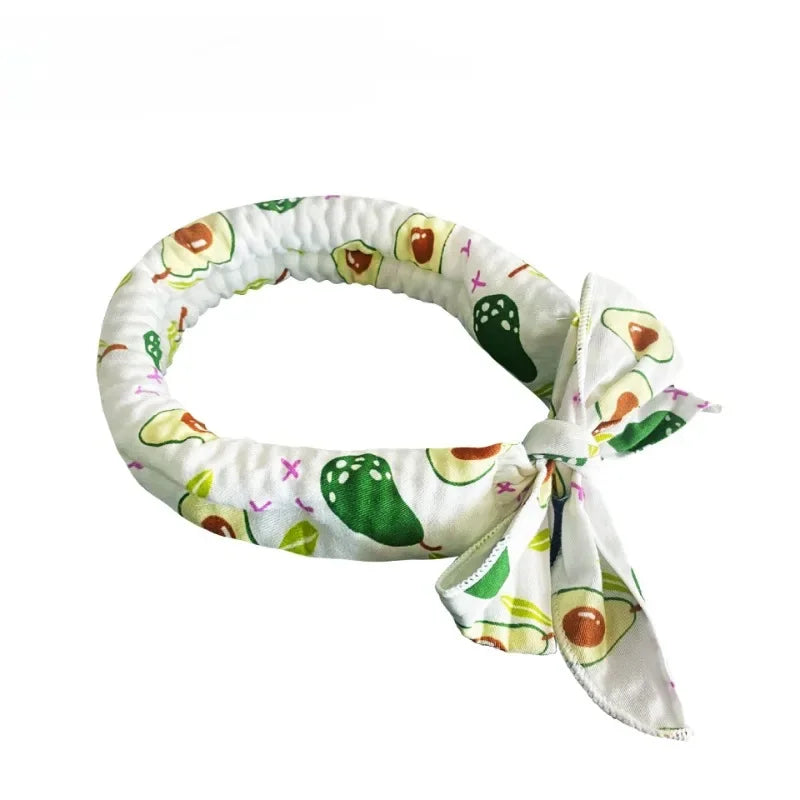 Summer Pet Ice Collar Cooling Scarf Breathable Cartoon Design Heat Relief for Outdoor Travel Beach Hiking with Dogs Cats